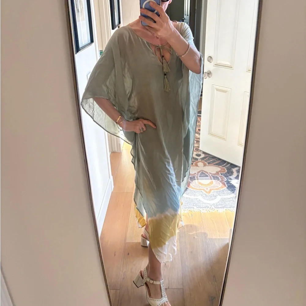 Indah Ombre Tassel Kaftan Maxi Dress Beach Cover Up Boho One Size